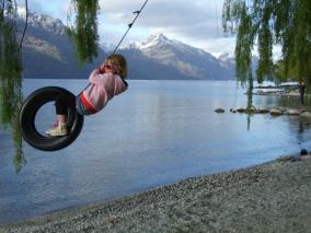Swinging on the shores of Lake Wakatipu