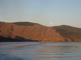 Moon rises in the Marlborough Sounds