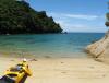 Kayak Rests on a Beautiful Beach